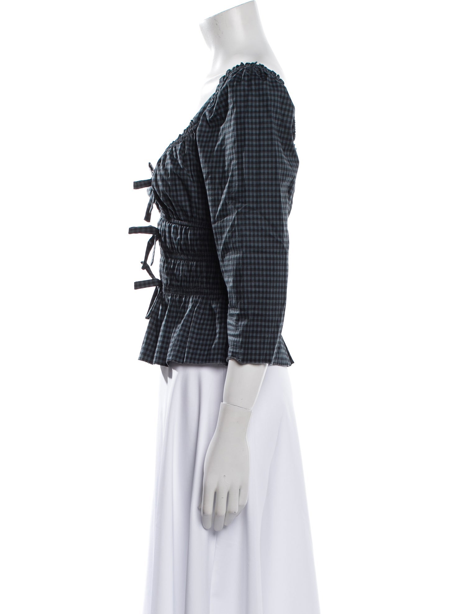 Reformation Plaid Print V-Neck Crop Top