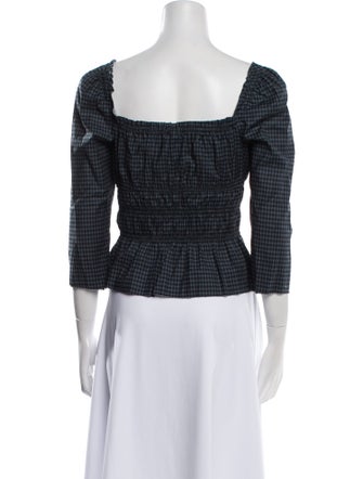 Reformation Plaid Print V-Neck Crop Top