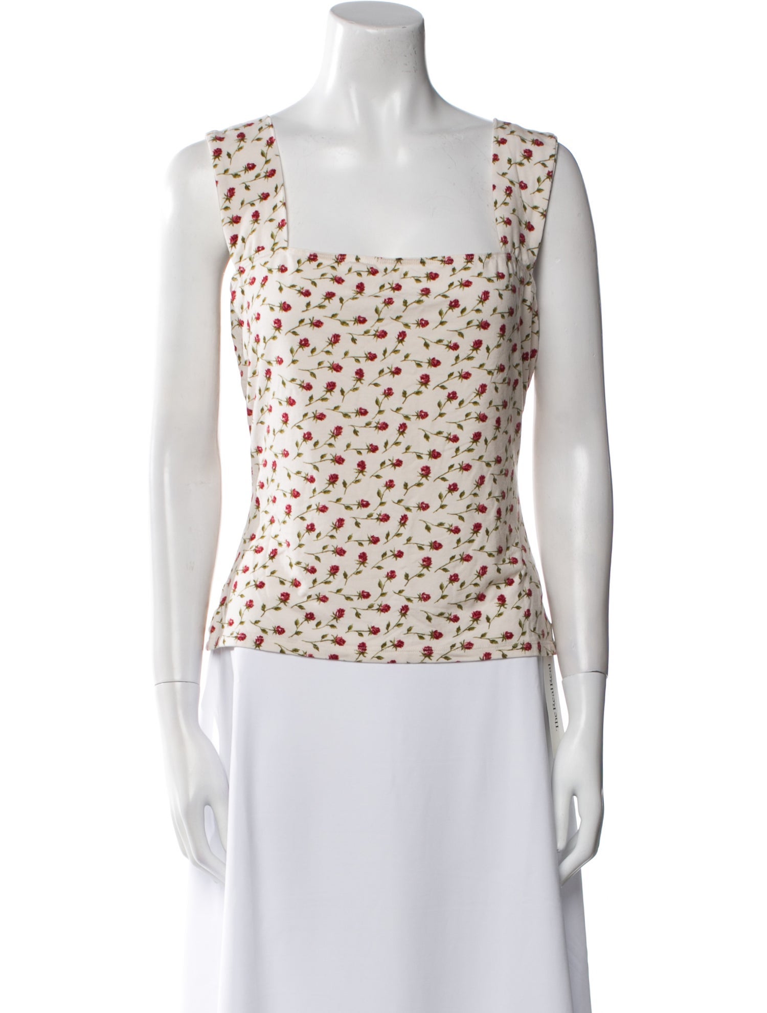 Reformation Floral Print Square Neckline Top