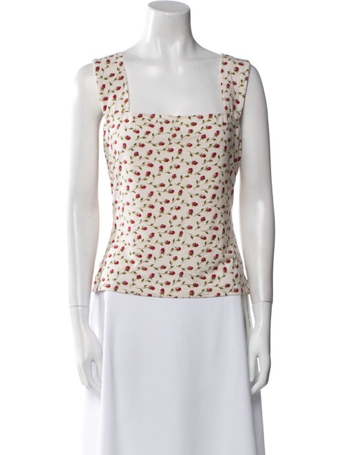 Reformation Floral Print Square Neckline Top