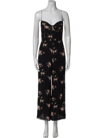 Reformation Floral Print Square Neckline Jumpsuit