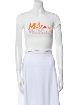 Reformation Graphic Print Crew Neck Crop Top