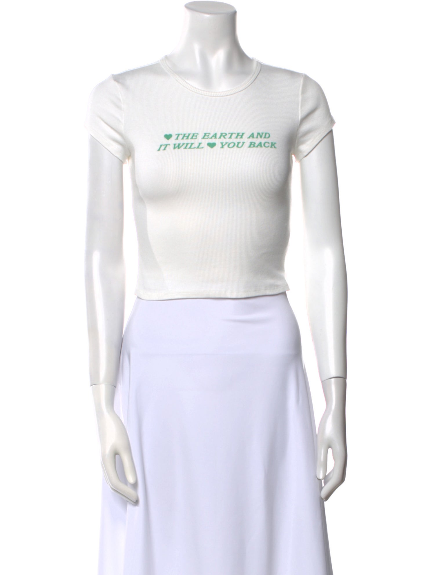 Reformation Graphic Print Crew Neck Crop Top