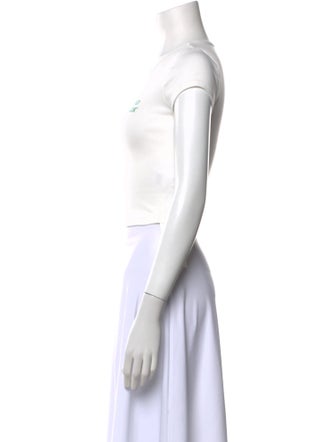 Reformation Graphic Print Crew Neck Crop Top