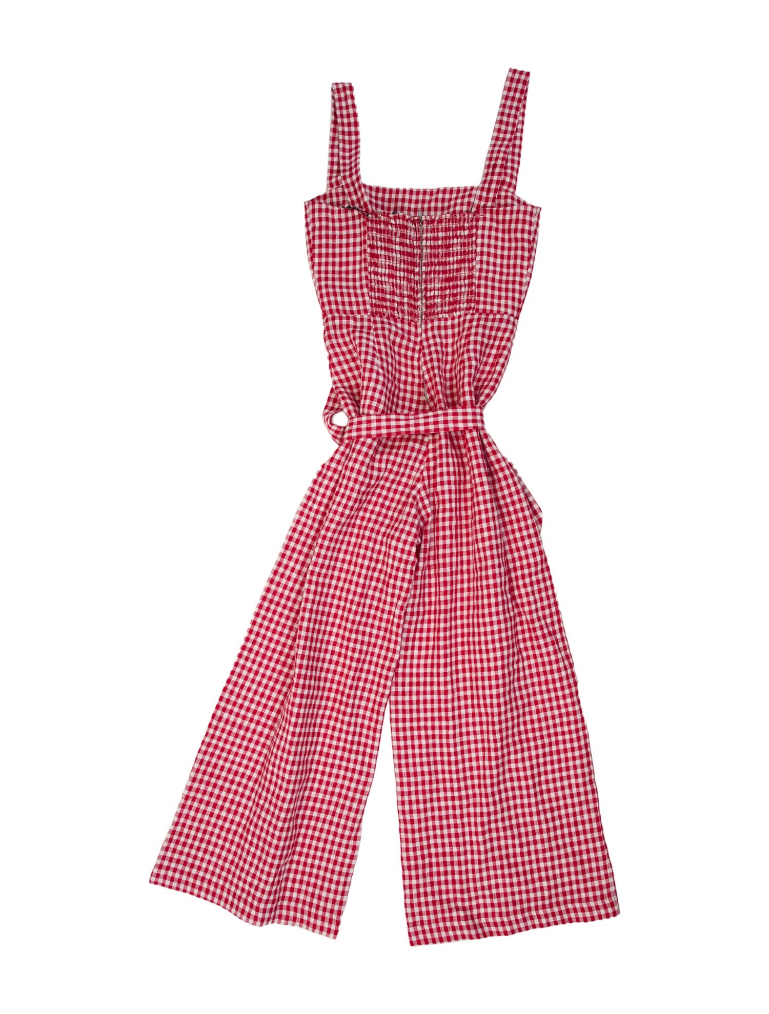 Reformation Linen Plaid Print Jumpsuit w/ Tags