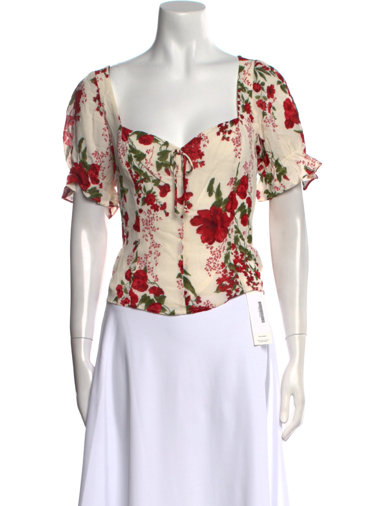 Reformation Floral Print Square Neckline Top