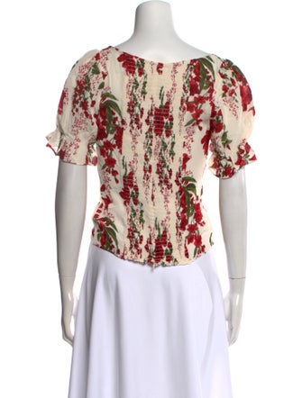 Reformation Floral Print Square Neckline Top
