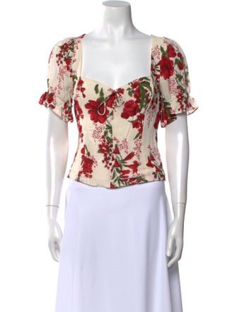 Reformation Floral Print Square Neckline Crop Top