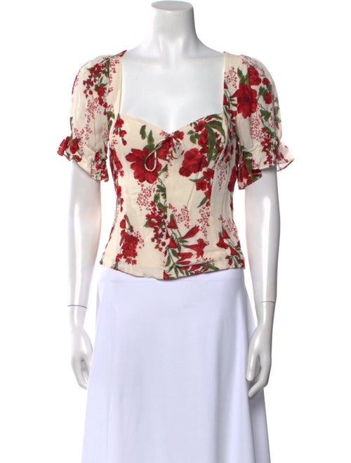 Reformation Floral Print Square Neckline Crop Top