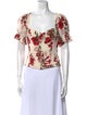 Reformation Floral Print Square Neckline Crop Top