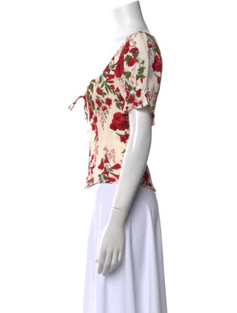 Reformation Floral Print Square Neckline Crop Top