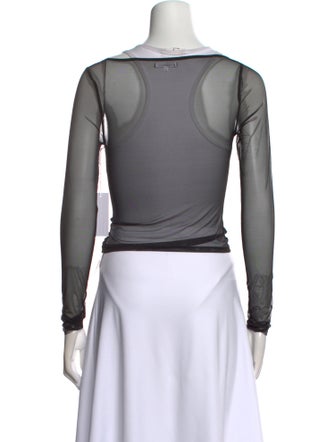 Reformation Scoop Neck Long Sleeve Crop Top