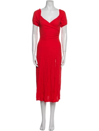 Reformation V-Neck Midi Length Dress
