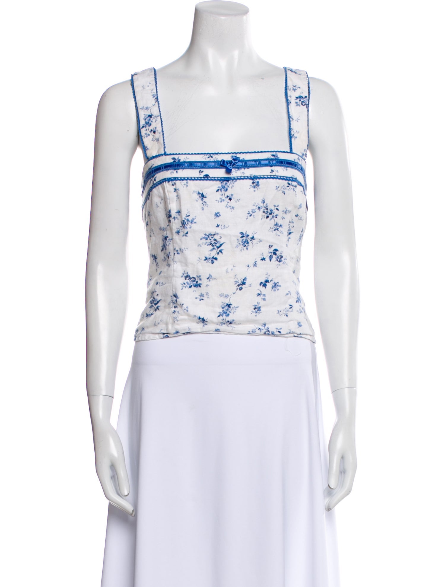 Reformation Linen Floral Print Crop Top