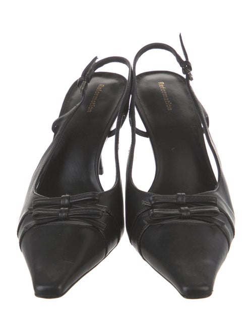 Reformation Leather Bow Accents Slingback Pumps