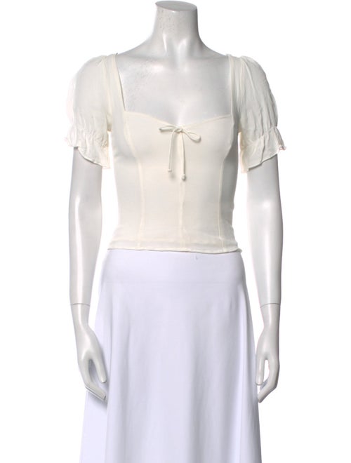 Reformation Square Neckline Short Sleeve Crop Top