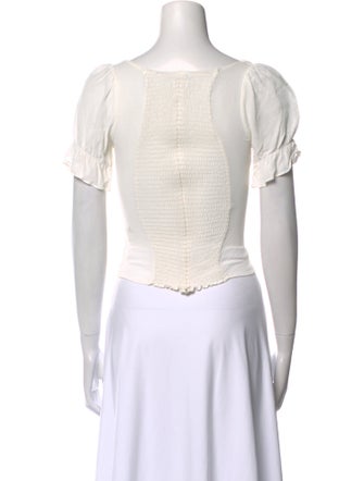 Reformation Square Neckline Short Sleeve Crop Top