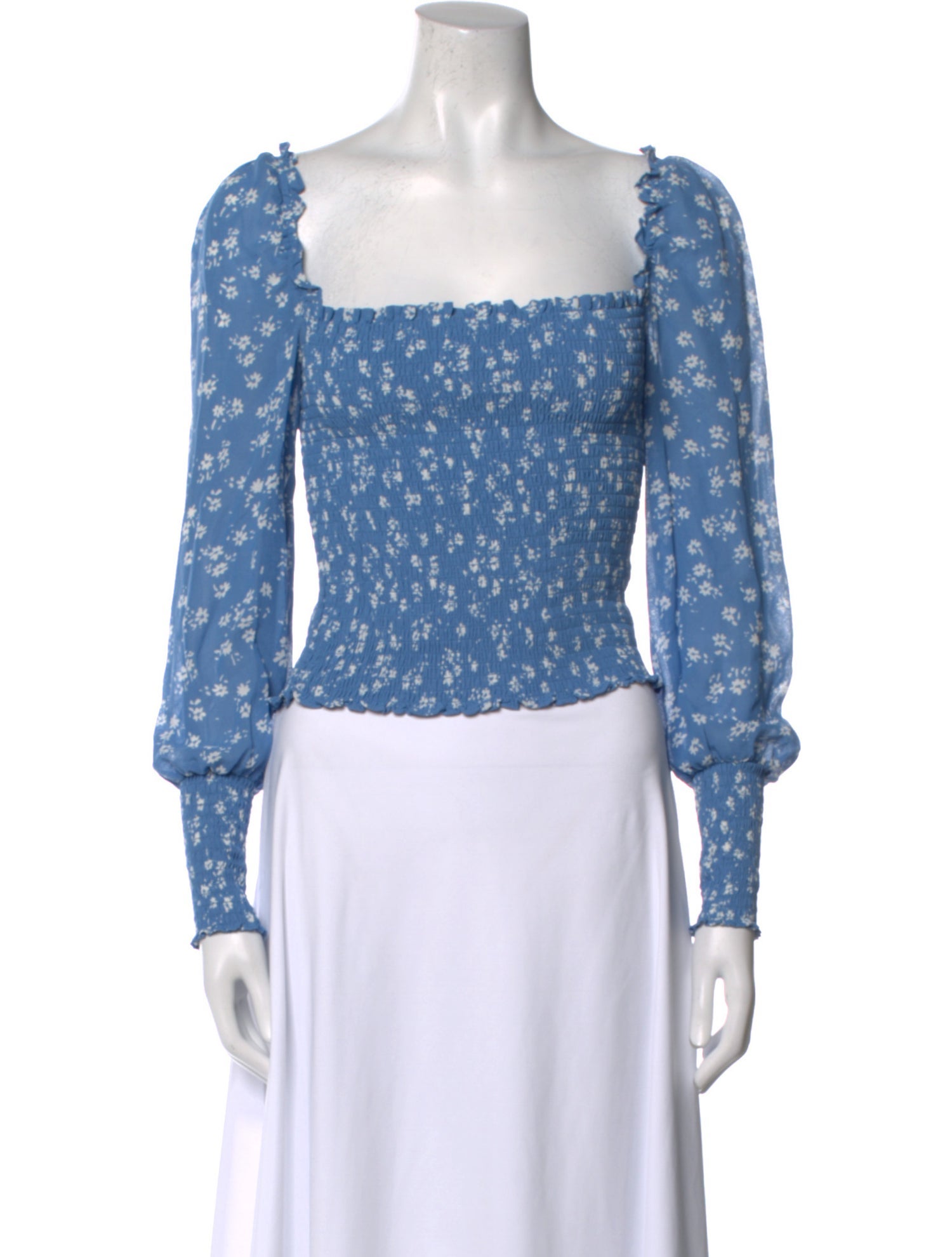 Reformation Floral Print Square Neckline Crop Top