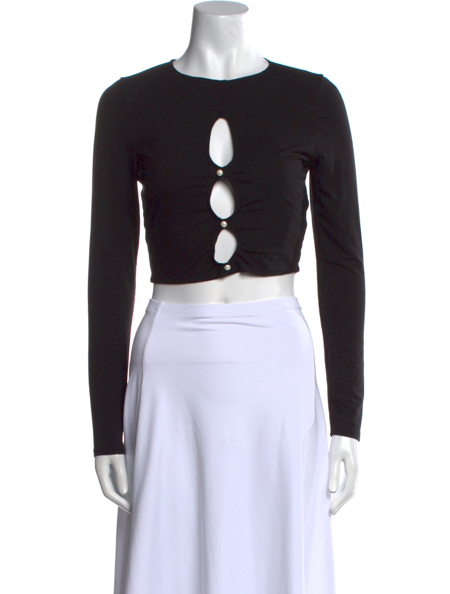 Reformation Crew Neck Long Sleeve Crop Top