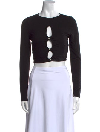 Reformation Crew Neck Long Sleeve Crop Top