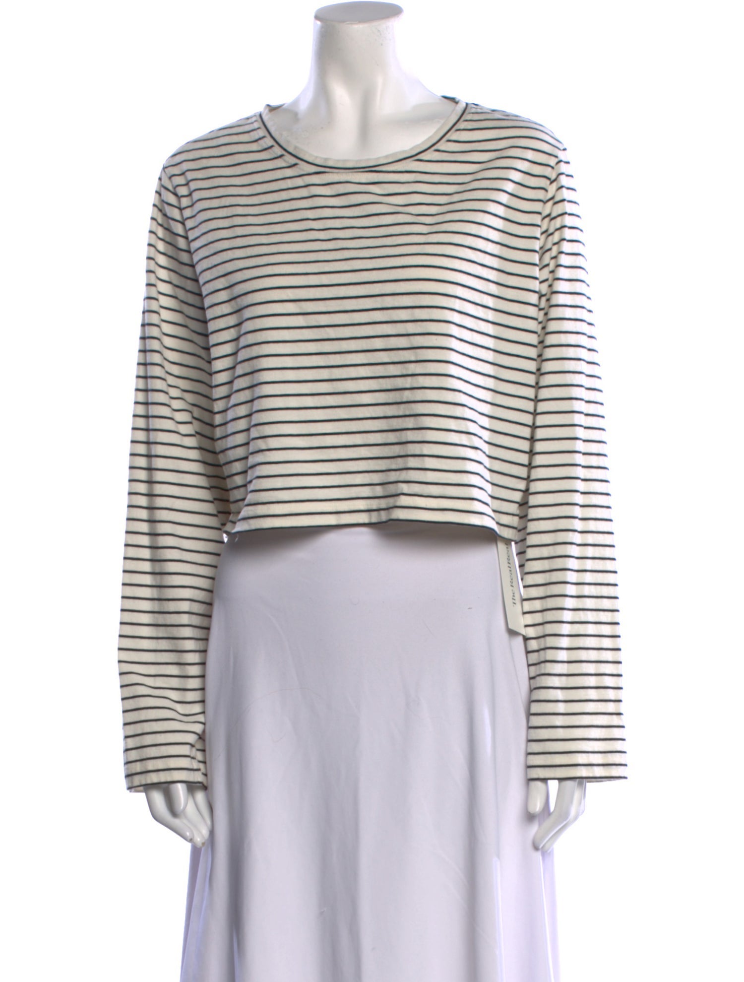 Reformation Striped Bateau Neckline Crop Top