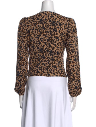 Reformation Animal Print V-Neck Crop Top