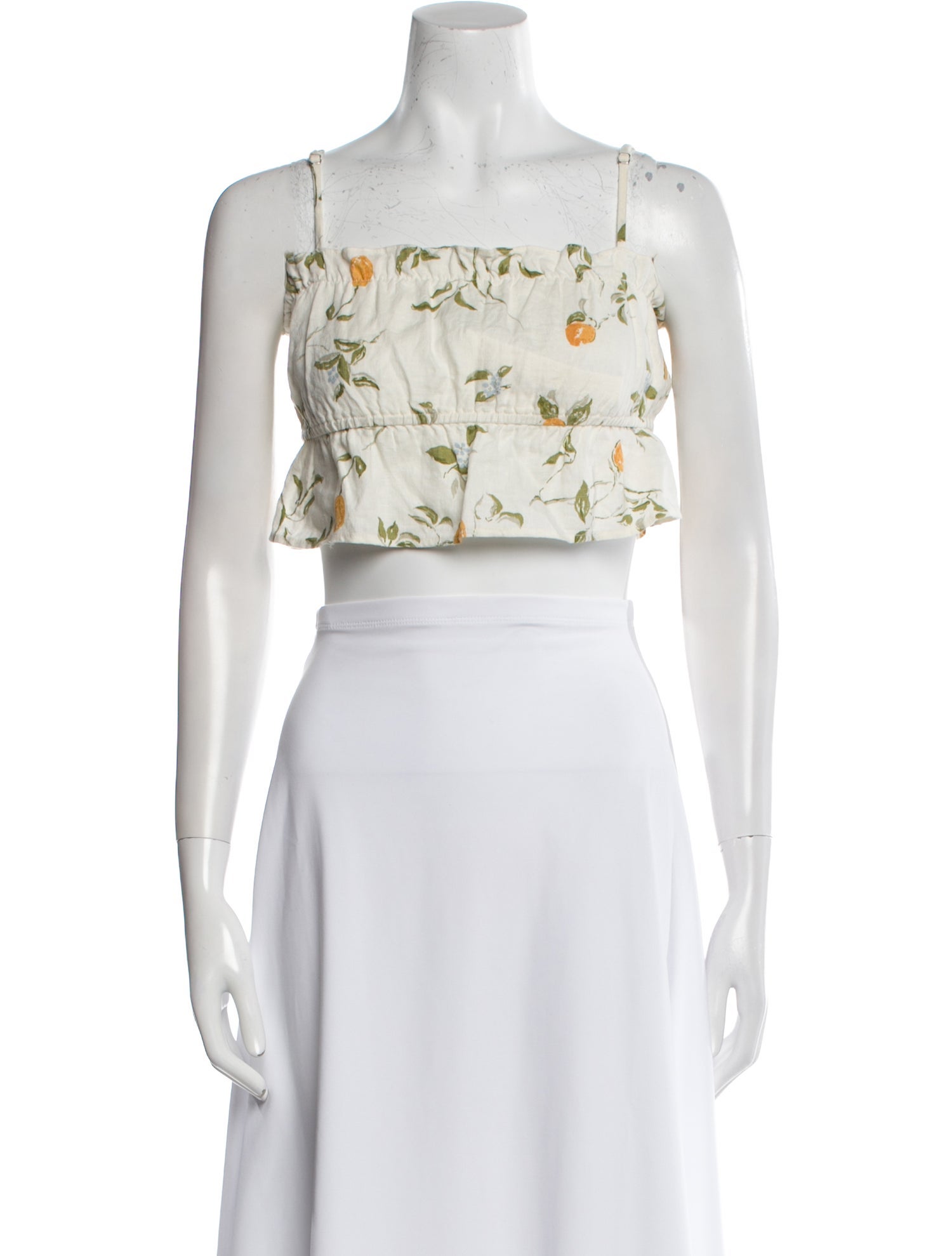 Reformation Linen Floral Print Crop Top