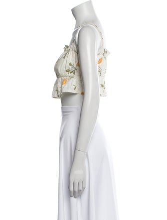 Reformation Linen Floral Print Crop Top