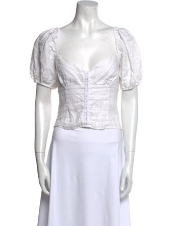 Reformation Linen Square Neckline Crop Top