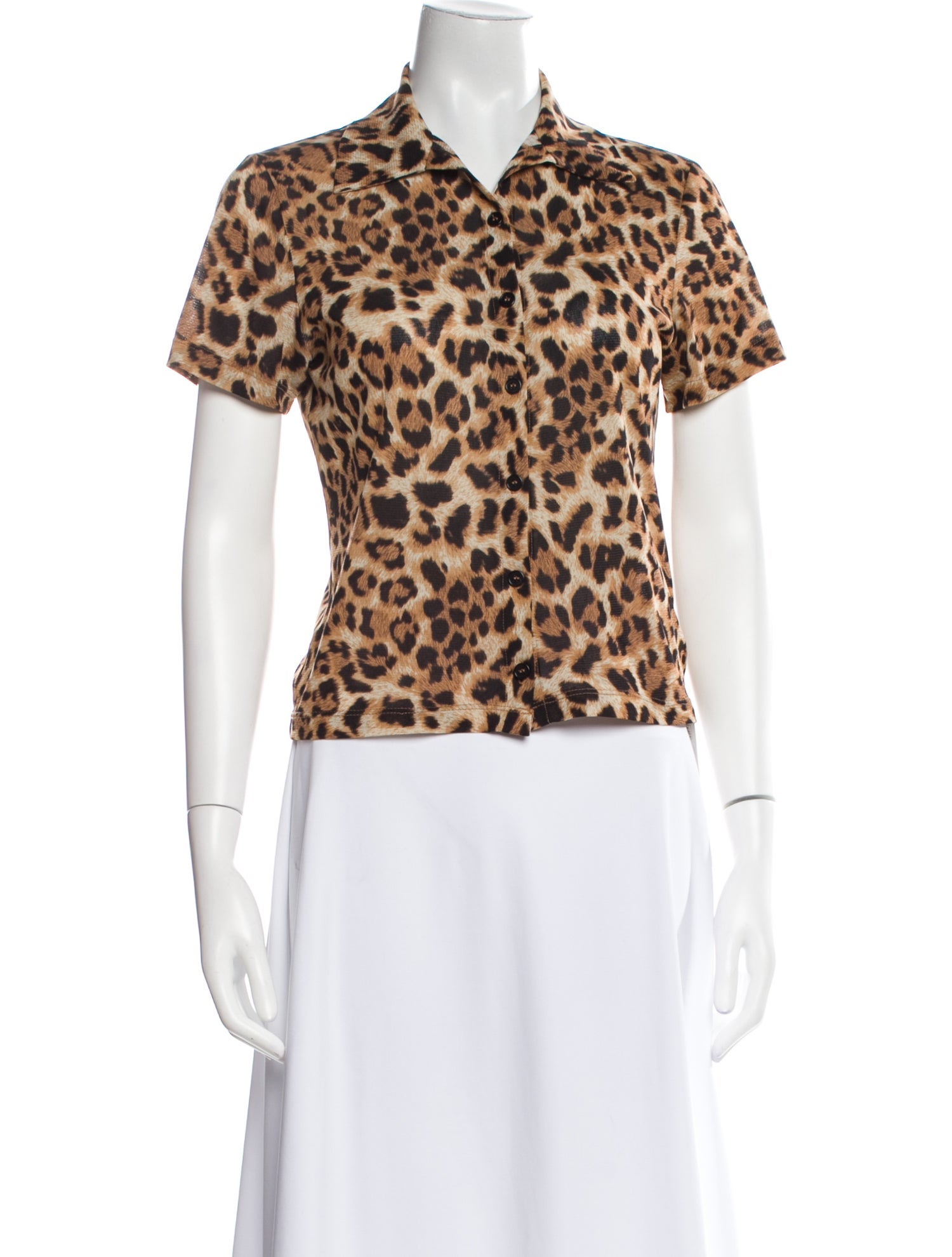 Reformation Animal Print Short Sleeve Polo