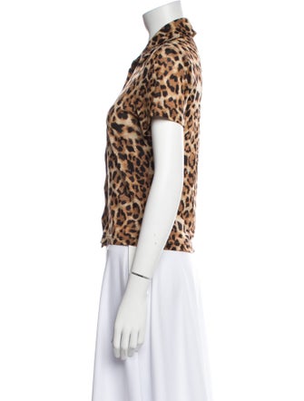 Reformation Animal Print Short Sleeve Polo