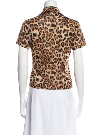 Reformation Animal Print Short Sleeve Polo