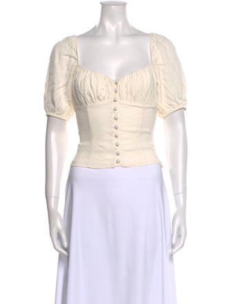 Reformation Square Neckline Short Sleeve Crop Top