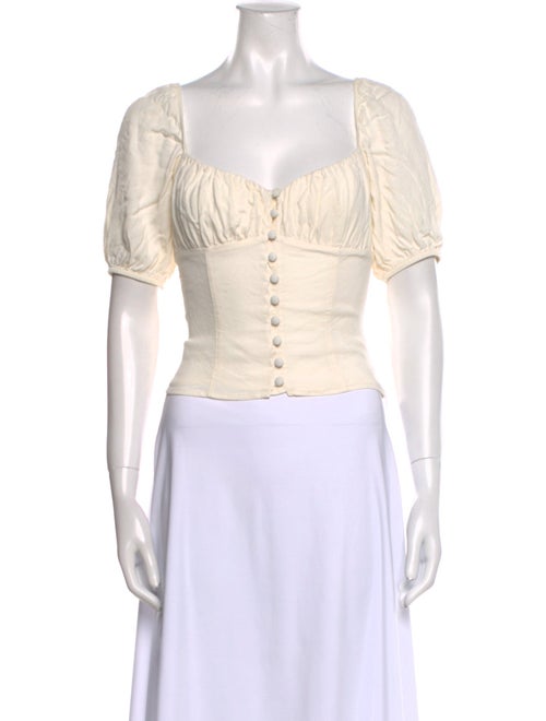 Reformation Square Neckline Short Sleeve Crop Top