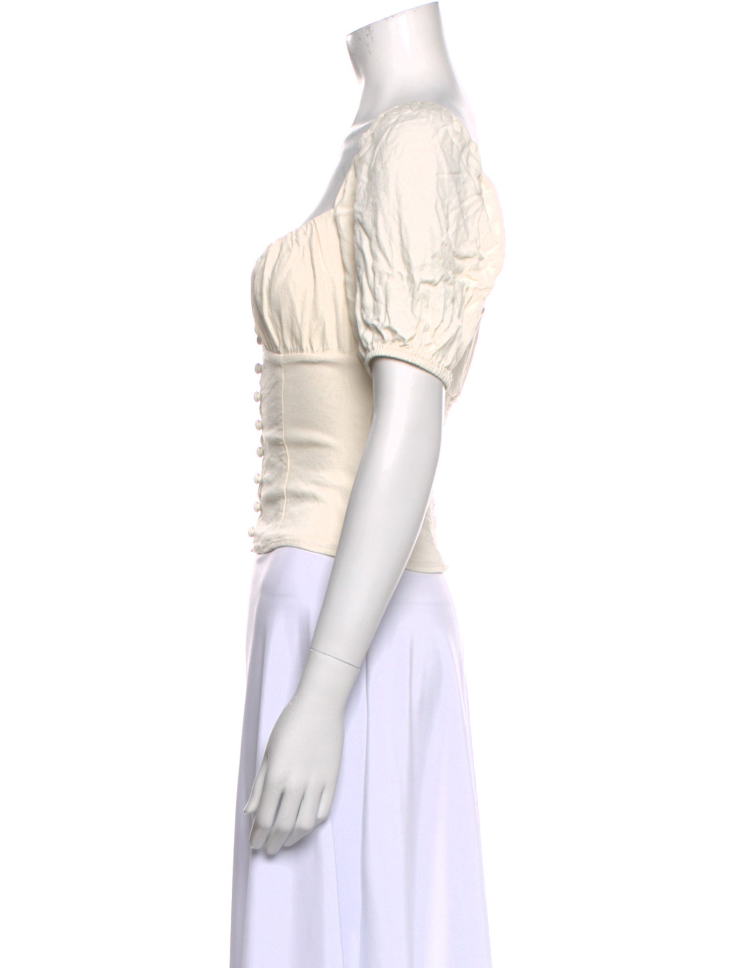 Reformation Square Neckline Short Sleeve Crop Top