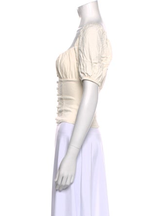 Reformation Square Neckline Short Sleeve Crop Top