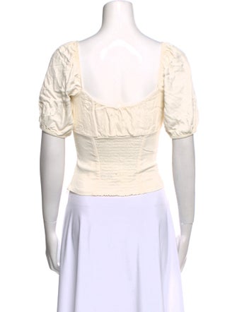 Reformation Square Neckline Short Sleeve Crop Top