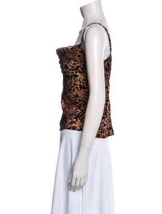 Reformation Animal Print Square Neckline Crop Top