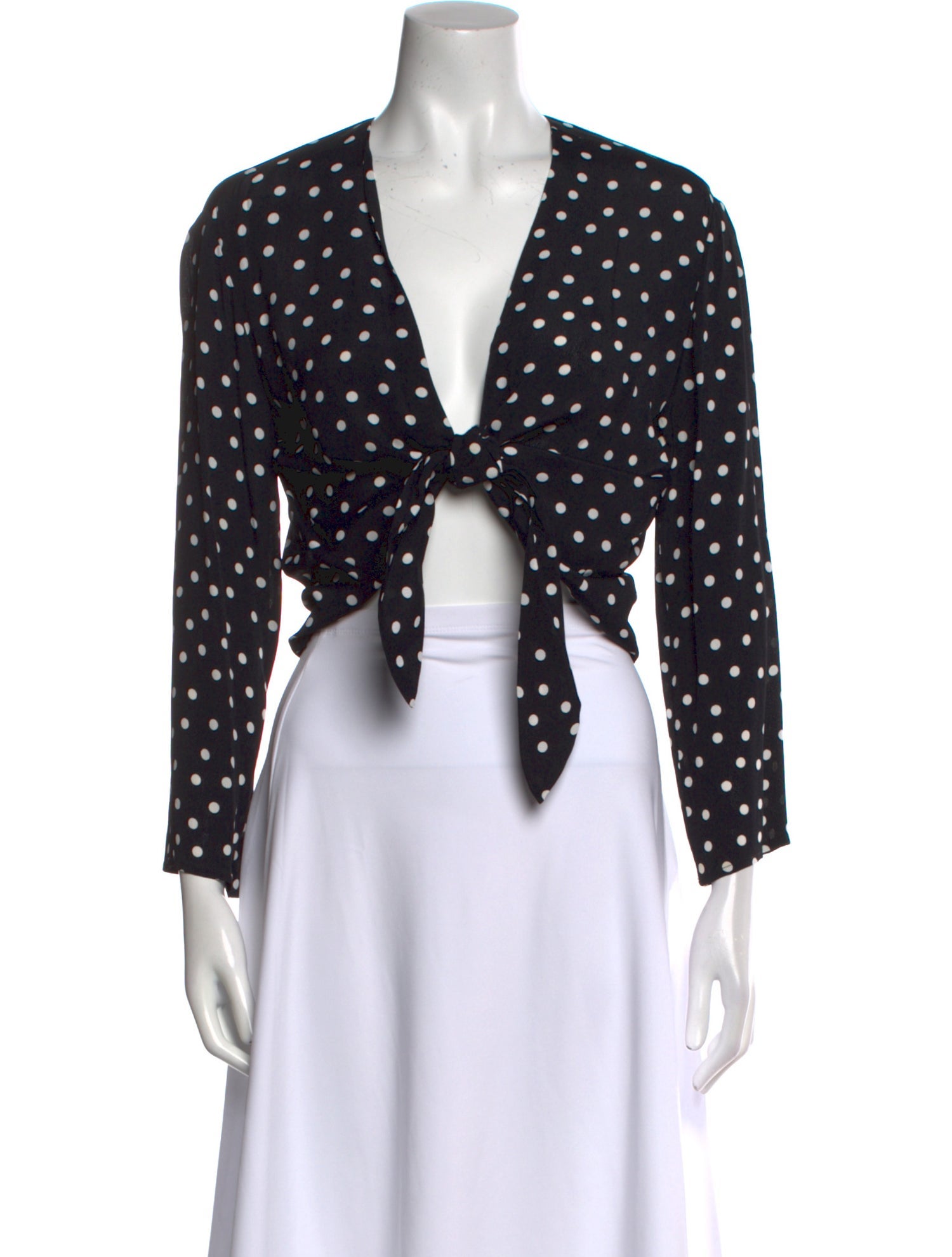 Reformation Polka Dot Print V-Neck Crop Top