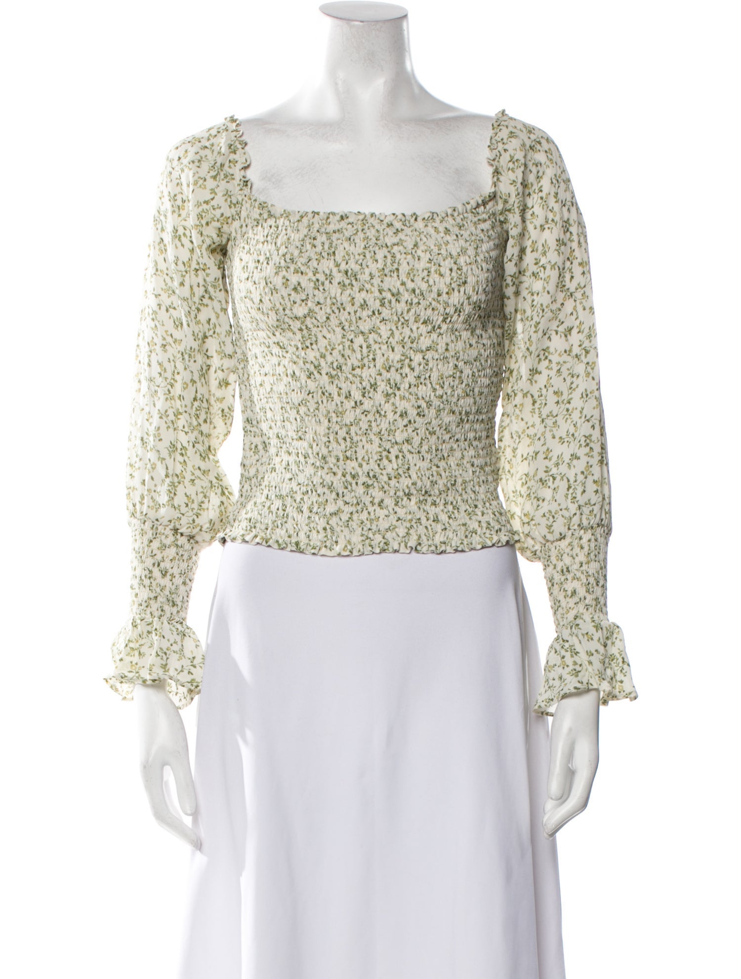 Reformation Floral Print Square Neckline Crop Top