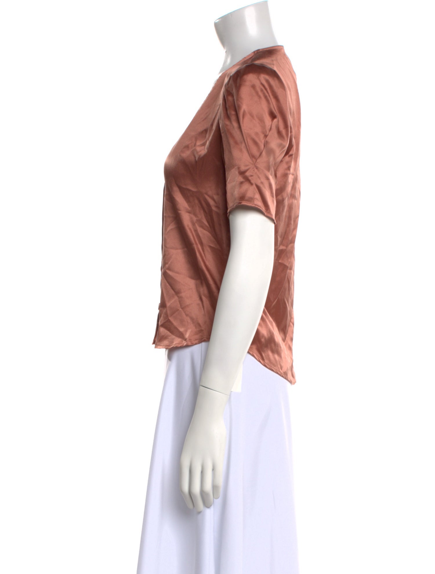 Reformation Silk V-Neck Button-Up Top