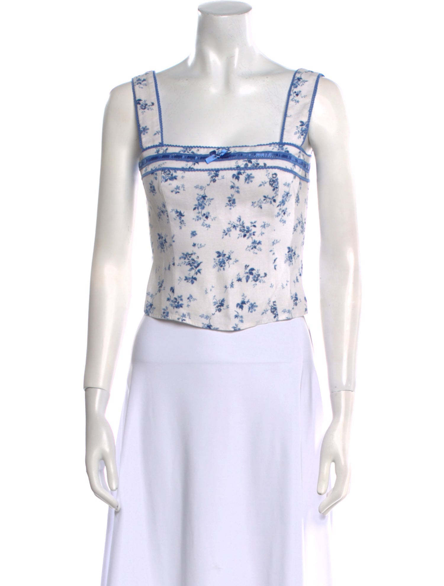 Reformation Linen Floral Print Crop Top