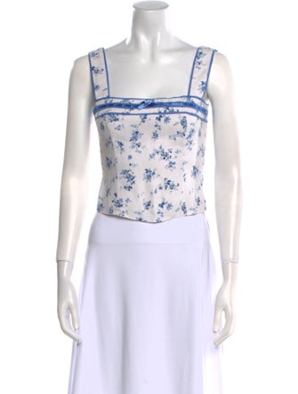 Reformation Linen Floral Print Crop Top