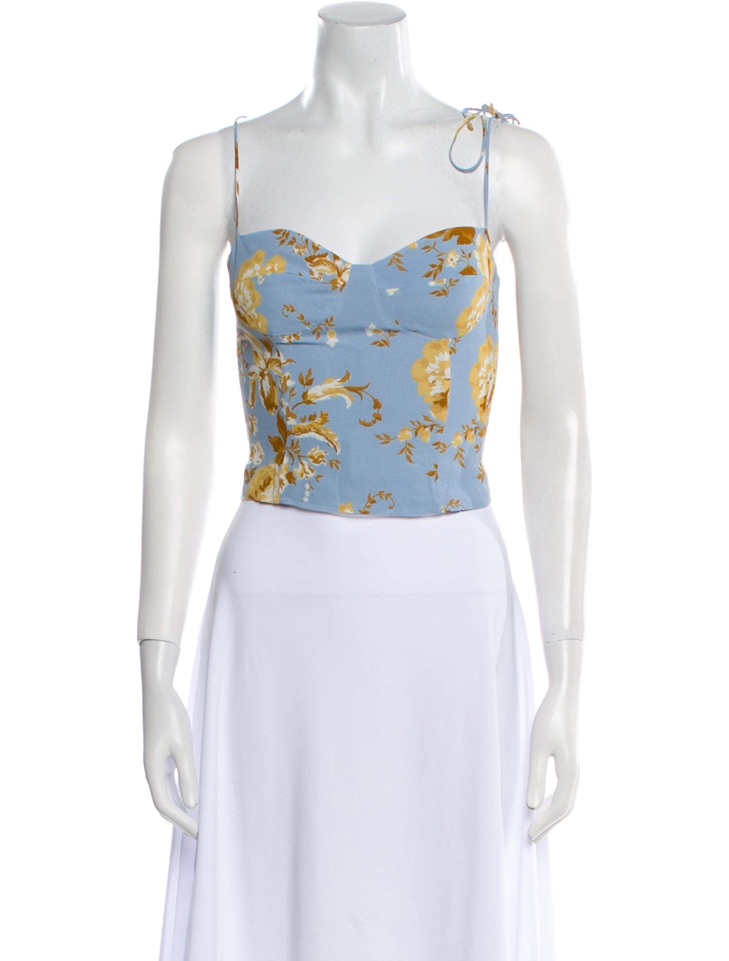 Reformation Floral Print Square Neckline Crop Top