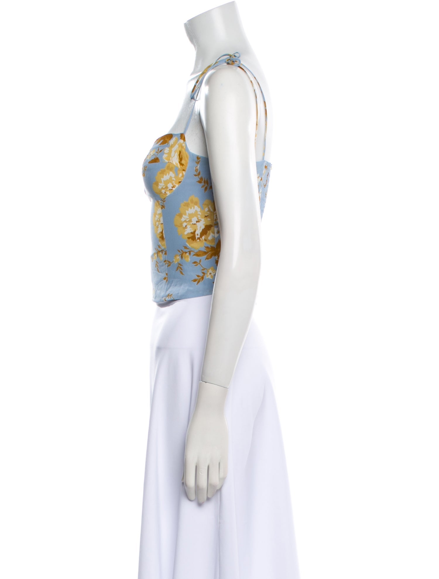 Reformation Floral Print Square Neckline Crop Top