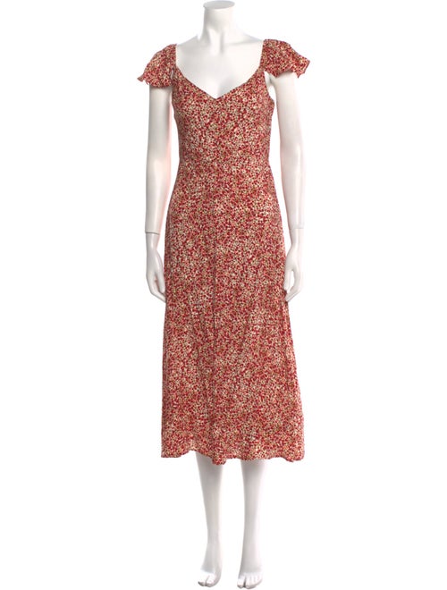 Reformation Floral Print Midi Length Dress