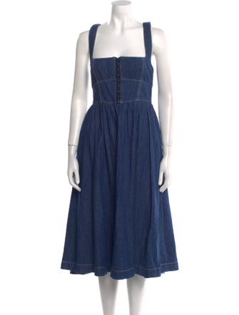 Reformation Square Neckline Midi Length Dress