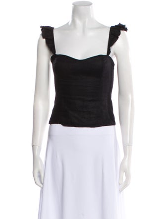 Reformation Linen Square Neckline Crop Top