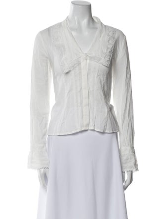 Reformation V-Neck Long Sleeve Blouse