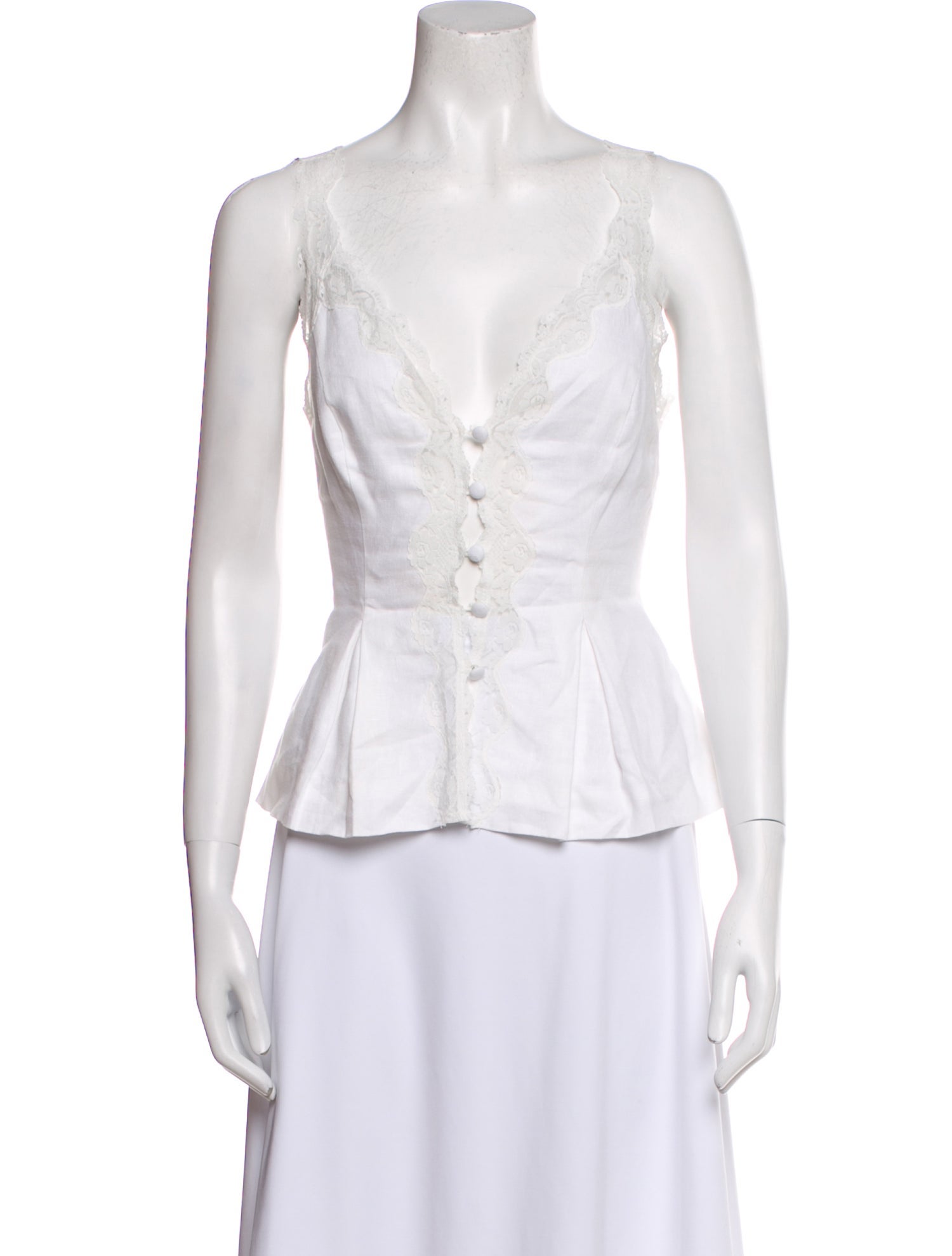 Reformation Linen V-Neck Crop Top